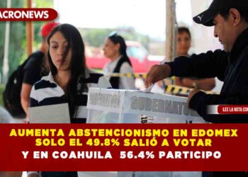 Aumenta abstencionismo en Edomex solo el 49.8% salió a votar y en Coahuila 56.4% participo