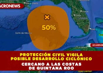 Protección Civil vigila posible desarrollo ciclónico cercano a las costas de Quintana Roo