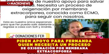 PIDEN APOYO PARA FERNANDA QUIEN NECESITA UN PROCESO DE OXIGENACIÓN POR MEMBRANA EXTRACORPOREA