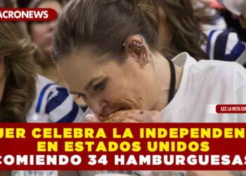 Mujer celebra el Día de la Independencia en Estados Unidos comiendo 34 hamburguesas