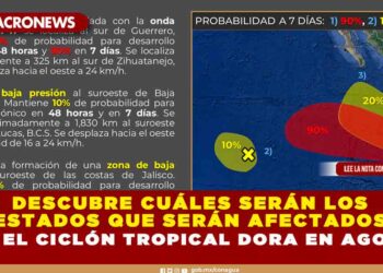 Descubre cuáles serán los estados que serán afectados por el Ciclón Tropical Dora en agosto