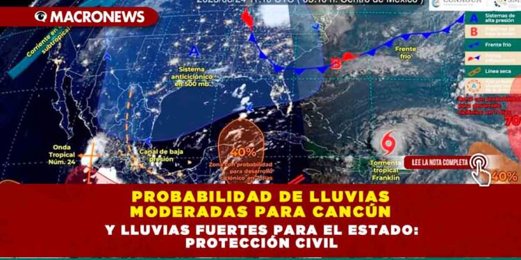 PROBABILIDAD DE LLUVIAS MODERADAS PARA CANCÚN Y LLUVIAS FUERTES PARA EL ESTADO: PROTECCIÓN CIVIL