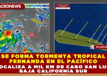 Se forma Tormenta Tropical Fernanda en el Pacífico, se localiza a mil km de Cabo San Lucas, Baja California Sur