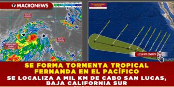 Se forma Tormenta Tropical Fernanda en el Pacífico, se localiza a mil km de Cabo San Lucas, Baja California Sur