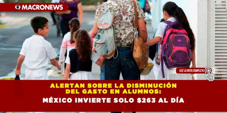 Alertan sobre la disminución del gasto en alumnos: México invierte solo $263 al día.