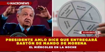 Presidente AMLO afirmo que entregará bastón de mando de Morena el miércoles en la noche
