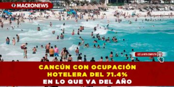 CANCÚN CON OCUPACIÓN HOTELERA DEL 71.4% EN LO QUE VA DEL AÑO