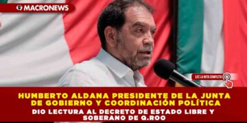 HUMBERTO ALDANA PRESIDENTE DE LA JUNTA DE GOBIERNO Y COORDINACIÓN POLÍTICA DIO LECTURA AL DECRETO DE ESTADO LIBRE Y SOBERANO DE Q.ROO