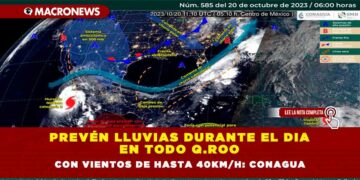 PREVÉN LLUVIAS DURANTE EL DIA EN TODO Q.ROO CON VIENTOS DE HASTA 40KM/H