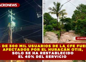 MÁS DE 500 MIL USUARIOS DE LA CFE FUERON AFECTADOS POR EL HURACÁN OTIS, SOLO SE HA RESTABLECIDO EL 40% DEL SERVICIO