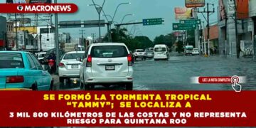 Se formó la tormenta tropical “Tammy”; se localiza a 3 mil 800 kilómetros de las costas y no representa riesgo para Quintana Roo