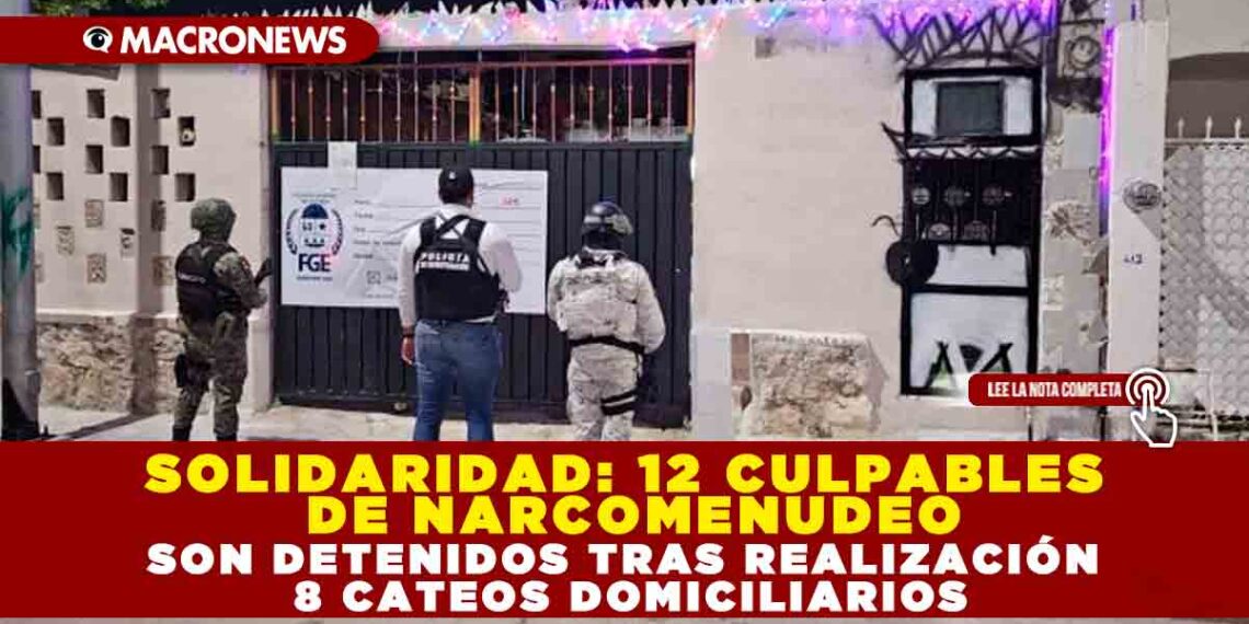 SOLIDARIDAD: 12 CULPABLES DE NARCOMENUDEO SON DETENIDOS TRAS REALIZAR 8 CATEOS DOMICILIARIOS