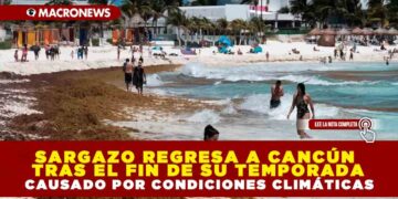 SARGAZO REGRESA A CANCÚN TRAS EL FIN DE SU TEMPORADA CAUSADO POR CONDICIONES CLIMÁTICAS