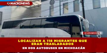 Localizan a 118 migrantes que eran trasladados en dos autobuses en Michoacán