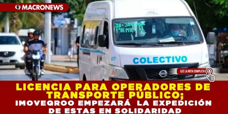LICENCIA PARA OPERADORES DE TRANSPORTE PÚBLICO; IMOVEQROO EMPEZARÁ LA EXPEDICIÓN DE ESTAS DE SOLIDARIDAD