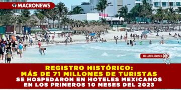 REGISTRO HISTÓRICO: MÁS DE 71 MILLONES DE TURISTAS SE HOSPEDARON EN HOTELES MEXICANOS EN LOS PRIMEROS 10 MESES DEL 2023