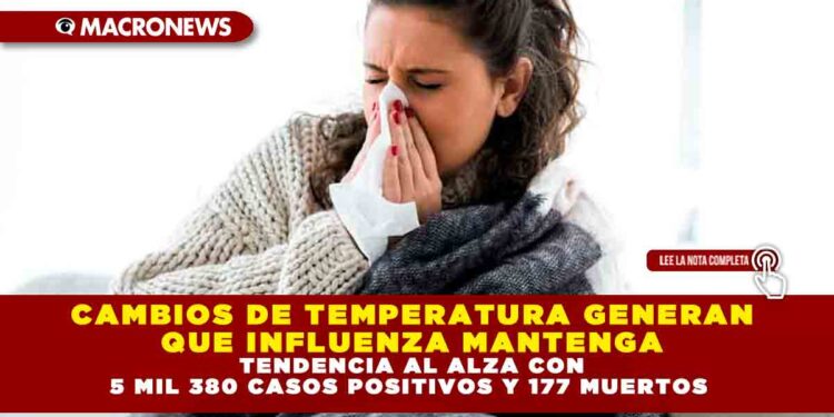 CAMBIOS DE TEMPERATURA GENERAN QUE INFLUENZA MANTENGA TENDENCIA AL ALZA CON 5 MIL 380 CASOS POSITIVOS Y 177 MUERTOS