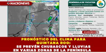 PRONÓSTICO DEL CLIMA PARA QUINTANA ROO: SE PREVÉN CHUBASCOS Y LLUVIAS EN VARIAS ZONAS DE LA PENÍNSULA