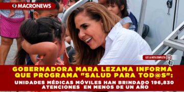 GOBERNADORA MARA LEZAMA INFORMA  QUE PROGRAMA «SALUD PARA TOD@S»: UNIDADES MÉDICAS MÓVILES HAN BRINDADO 196,830 ATENCIONES  EN MENOS DE UN AÑO