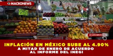 INFLACIÓN EN MÉXICO SUBE AL 4.90% A MITAD DE ENERO DE ACUERDO AL INFORME DEL INEGI