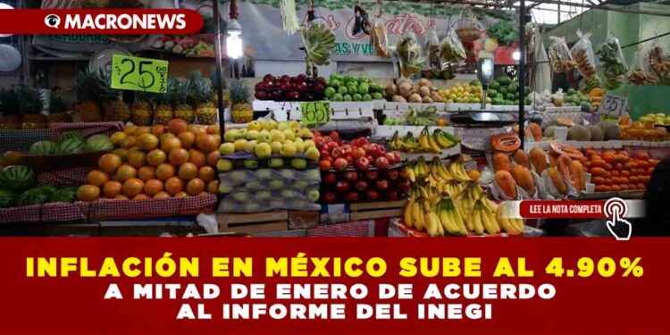 INFLACIÓN EN MÉXICO SUBE AL 4.90% A MITAD DE ENERO DE ACUERDO AL INFORME DEL INEGI