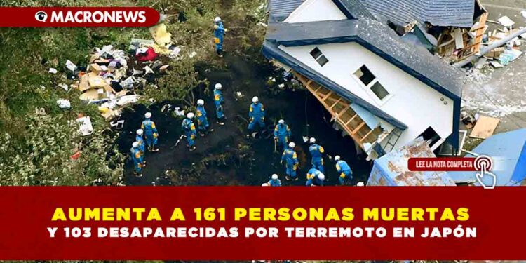 AUMENTA A 161 PERSONAS MUERTAS Y 103 DESAPARECIDAS POR TERREMOTO EN JAPÓN