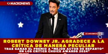 ROBERT DOWNEY JR. AGRADECE A LA CRÍTICA DE MANERA PECULIAR TRAS GANAR EL PREMIO A «MEJOR ACTOR DE REPARTO» EN LOS CRITICS CHOICE AWARDS 2024″