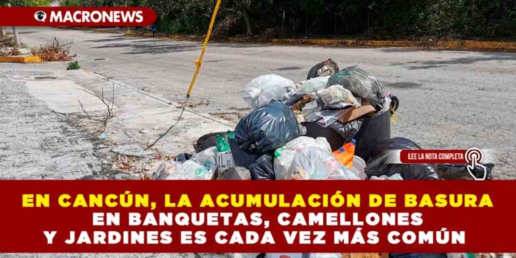 EN CANCÚN, LA ACUMULACIÓN DE BASURA EN BANQUETAS, CAMELLONES Y JARDINES ES CADA VEZ MÁS COMÚN