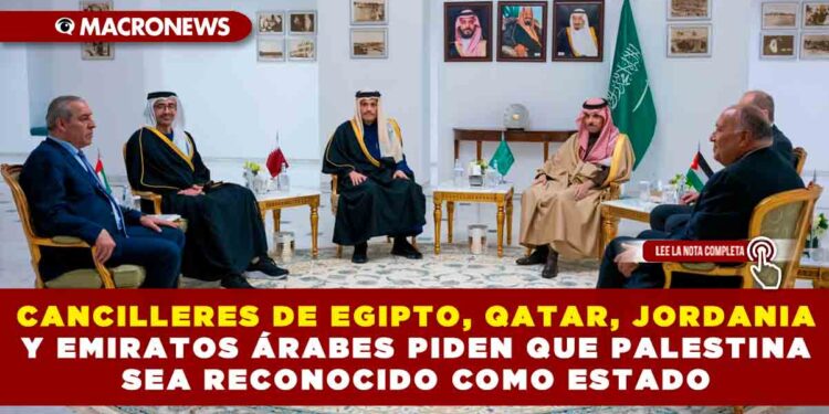 CANCILLERES DE EGIPTO, QATAR, JORDANIA Y EMIRATOS ÁRABES PIDEN QUE PALESTINA SEA RECONOCIDO COMO ESTADO