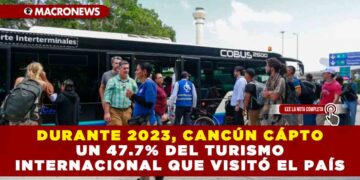 DURANTE 2023, CANCÚN CÁPTO UN 47.7% DEL TURISMO INTERNACIONAL QUE VISITÓ EL PAÍS