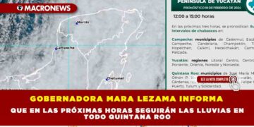 GOBERNADORA MARA LEZAMA INFORMA QUE EN LAS PRÓXIMAS HORAS SEGUIRÁN LAS LLUVIAS EN TODO QUINTANA ROO