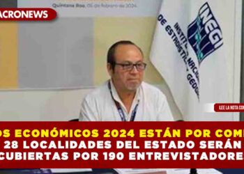 CENSOS ECONÓMICOS 2024 ESTÁN POR COMENZAR 28 LOCALIDADES DEL ESTADO SERÁN CUBIERTAS POR 190 ENTREVISTADORES