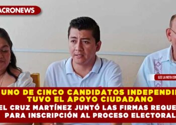 SOLO UNO DE CINCO CANDIDATOS INDEPENDIENTES TUVO EL APOYO CIUDADANO; DANIEL CRUZ MARTÍNEZ JUNTÓ LAS FIRMAS REQUERIDAS PARA INSCRIPCIÓN AL PROCESO ELECTORAL