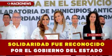 SOLIDARIDAD FUE RECONOCIDO POR EL GOBIERNO DEL ESTADO