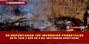 SE REPORTARON 130 INCENDIOS FORESTALES EN EL PAÍS Y MÁS DE 8 MIL HECTÁREAS AFECTADAS