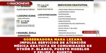 GOBERNADORA MARA LEZAMA IMPULSA SERVICIOS DE ATENCIÓN MÉDICA GRATUITA EN COMUNIDADES DE OTHÓN P. BLANCO, PUERTO MORELOS Y FELIPE C. PUERTO