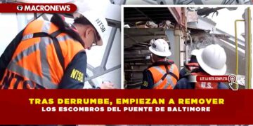 TRAS DERRUMBE, EMPIEZAN A REMOVER LOS ESCOMBROS DEL PUENTE DE BALTIMORE