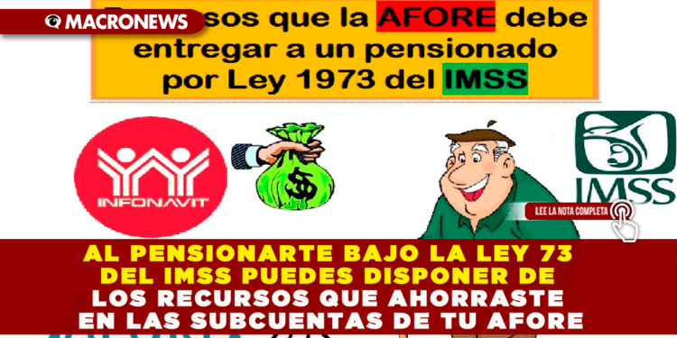 AL PENSIONARTE BAJO LA LEY 73 DEL IMSS PUEDES DISPONER DE LOS RECURSOS QUE AHORRASTE EN LAS SUBCUENTAS DE TU AFORE