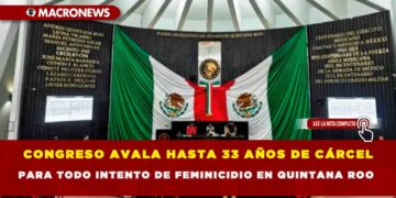 CONGRESO AVALA HASTA 33 AÑOS DE CÁRCEL PARA TODO INTENTO DE FEMINICIDIO EN QUINTANA ROO