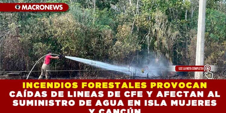 INCENDIOS FORESTALES PROVOCAN CAÍDAS DE LINEAS DE CFE Y AFECTAN AL SUMINISTRO DE AGUA EN ISLA MUJERES Y CANCÚN