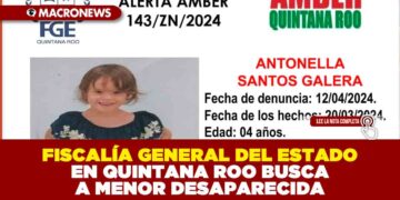 FISCALÍA GENERAL DEL ESTADO EN QUINTANA ROO BUSCA A MENOR DESAPARECIDA