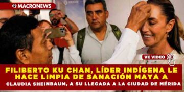FILIBERTO KU CHAN, LÍDER INDÍGENA LE HACE LIMPIA DE SANACIÓN MAYA A CLAUDIA SHEINBAUM, A SU LLEGADA A LA CIUDAD DE MÉRIDA