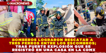 BOMBEROS LOGRARON RESCATAR A TRES PERROS ENTRE LOS ESCOMBROS; TRAS FUERTE EXPLOSIÓN QUE SE REGISTRÓ EN UNA CASA EN LA CDMX