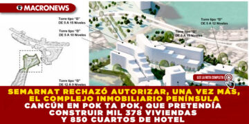 SEMARNAT RECHAZÓ AUTORIZAR, UNA VEZ MÁS, EL COMPLEJO INMOBILIARIO PENÍNSULA CANCÚN EN POK TA POK, QUE PRETENDÍA CONSTRUIR MIL 378 VIVIENDAS Y 850 CUARTOS DE HOTEL