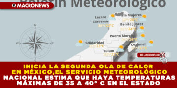 INICIA LA SEGUNDA OLA DE CALOR EN MÉXICO,EL SERVICIO METEOROLÓGICO NACIONAL ESTIMA QUE HAYA TEMPERATURAS MÁXIMAS DE 35 A 40° C EN EL ESTADO