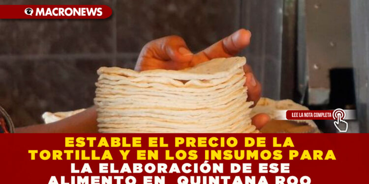 ESTABLE EL PRECIO DE LA TORTILLA Y EN LOS INSUMOS PARA LA ELABORACIÓN DE ESE ALIMENTO EN  QUINTANA ROO