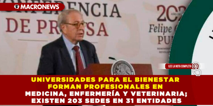 UNIVERSIDADES PARA EL BIENESTAR FORMAN PROFESIONALES EN MEDICINA, ENFERMERÍA Y VETERINARIA; EXISTEN 203 SEDES EN 31 ENTIDADES
