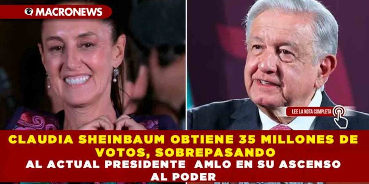 CLAUDIA SHEINBAUM OBTIENE  35 MILLONES DE VOTOS, SOBREPASANDO AL ACTUAL PRESIDENTE  AMLO EN SU ASCENSO AL PODER