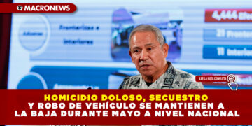 HOMICIDIO DOLOSO, SECUESTRO Y ROBO DE VEHÍCULO SE MANTIENEN A LA BAJA DURANTE MAYO A NIVEL NACIONAL