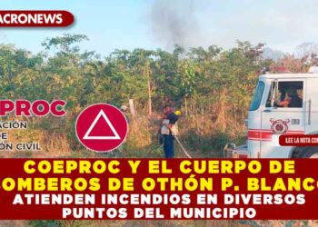 COEPROC Y EL CUERPO DE BOMBEROS DE OTHÓN P. BLANCO ATIENDEN INCENDIOS EN DIVERSOS PUNTOS DEL MUNICIPIO